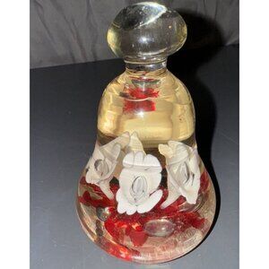 Murano Floral Bell Shaped Paperweight Glass 4.25” X 2.5” Country Cottagecore